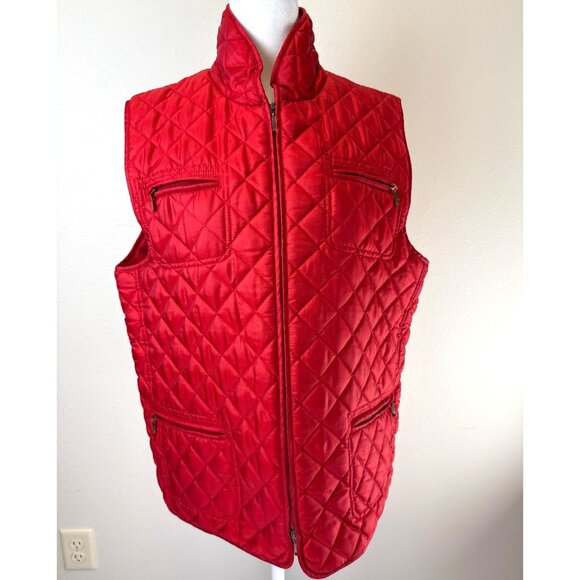 Chico’s Size 2 Red Quilted Vest Double Zipper Lined Teacher School Casual - Picture 1 of 14